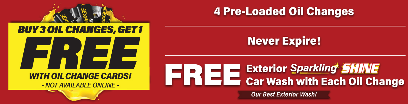 Buy 3 oil changes, get 1 free with oil change cards at Sparkling Image Express Oil Change